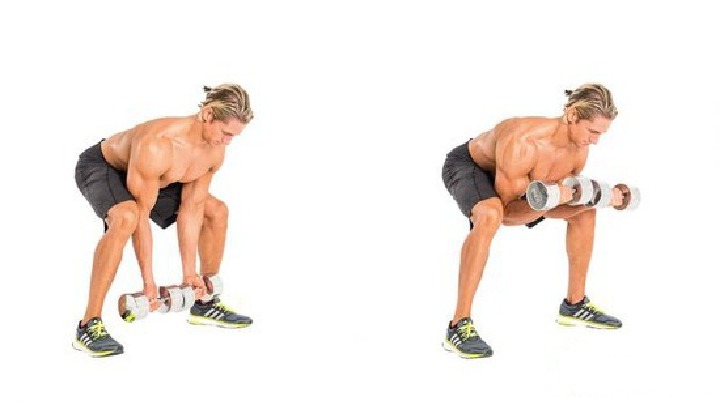 Сгибание рук в приседе