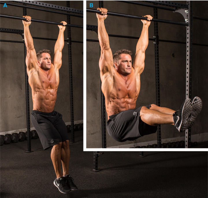 Подъемы ног в висе