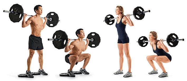 присед со штангой техника