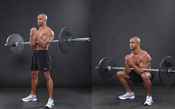 приседания с грифом